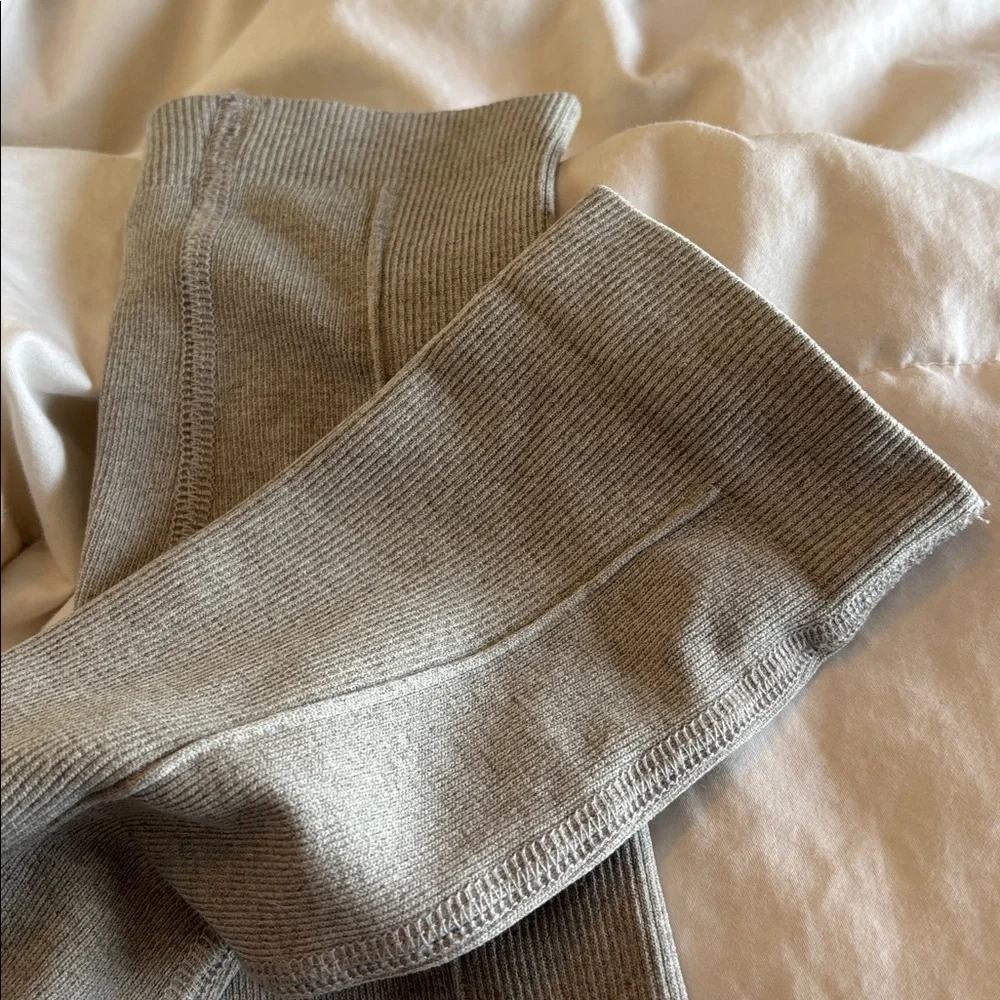 Free People Movement ribbed pull on stretchy light grey legging pants xs/s - Picture 2 of 10